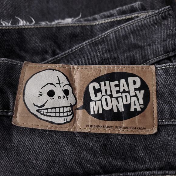 Cheap Monday Jeans Mens Size (see pics) Black Slim Straight Grunge Skater Punk - Picture 11 of 13
